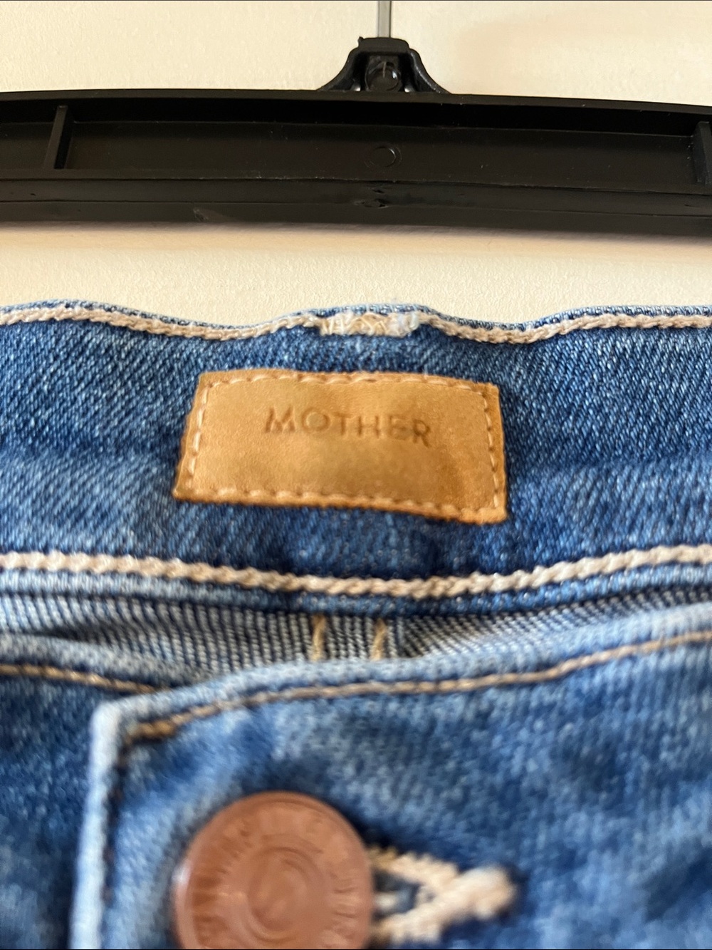 MOTHER Cropped Straight-Leg Jeans in Medium Blue - Picture 2 of 5